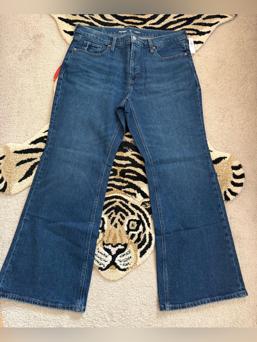 Old Navy Mid-Rise Loose Boot-Cut Jeans Petite 14 Dark Wash NWT